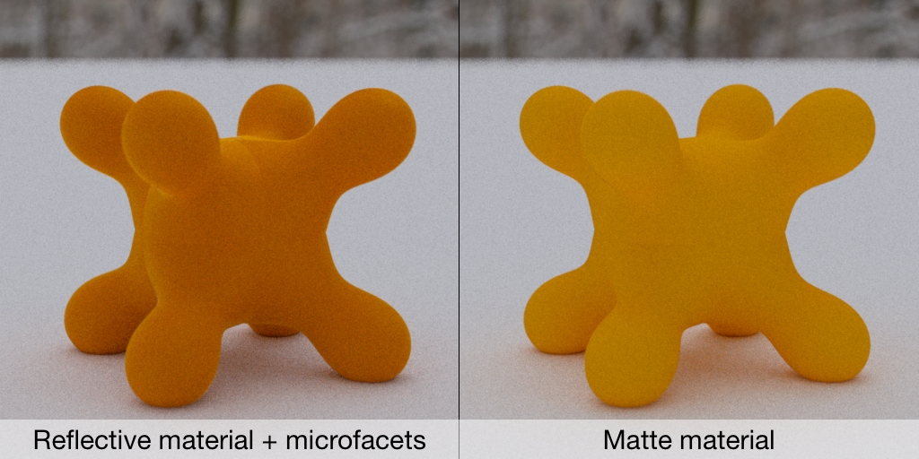 Microfacets compared to matte material